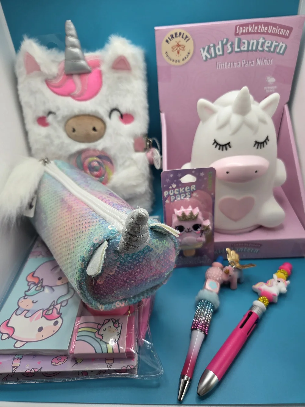 Kid's Unicorn Lantern & Accessories Set - White/Pink